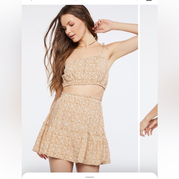 NWT-Womens size Small a Floral Tie-Strap Cami & Mini Skirt Set dress - Picture 6 of 11